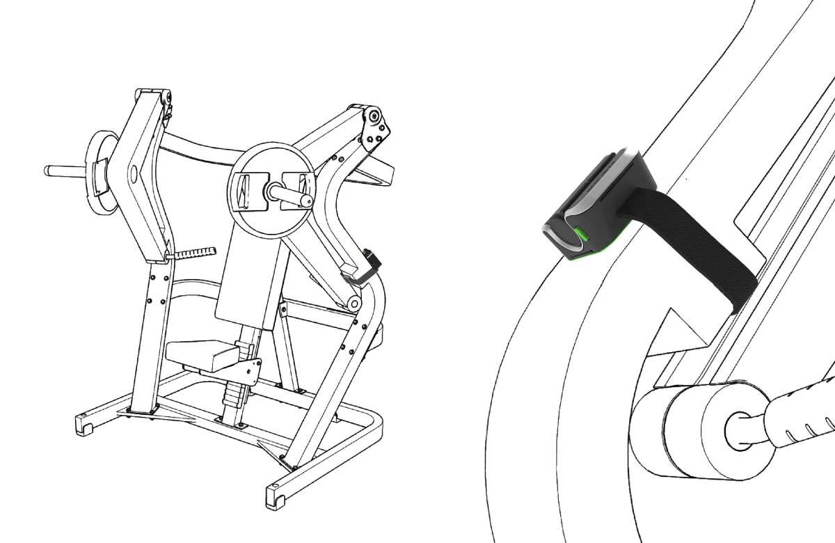 Measurement device attached to a plate-loaded machine